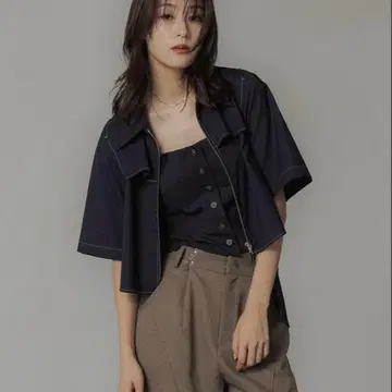PUBLIC TOKYO 드라이 트로 프론트 지퍼 셔츠 상품 이미지 1
